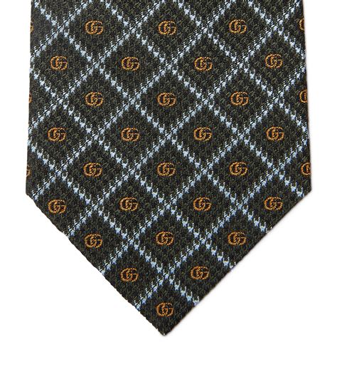 gucci double g pattern on tie|Silk tie with Double G detail .